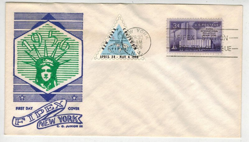 1956 FIPEX PHILATELIC EXHIBITION 1076 C GEORGE JR 3rd + TRIANGLE LABEL WHITE ENV