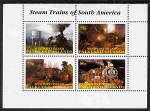 WESTPOINT ISLAND - 2001 - Steam Trains - Perf 4v Sheet - M N H - Private Issue