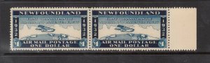 Newfoundland Mint $1 Wayzata Airmail XF/NH Right Margin Pair