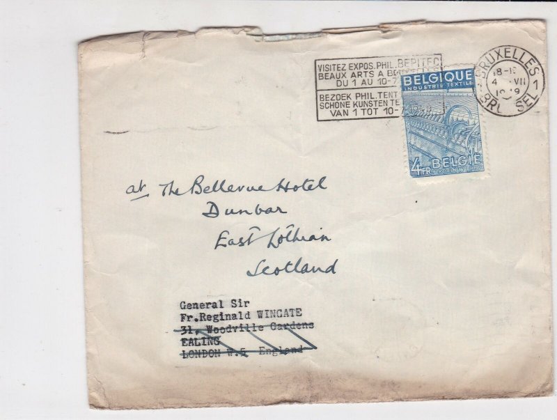General Sir Francis Reginald Wingate 1949 Brussels Cancel Stamps Cover refR17349 