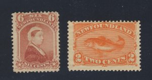 2x Newfoundland  Stamps #35-6c MNG F/VF #48-2c MGD F/VF Guide Value = $65.00