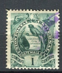 GUATEMALA; 1886 classic Quetzal Coat of Arms issue fine used 1c. value