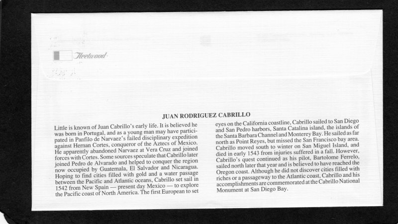 2704 Juan Cabrillo, FDC Fleetwood