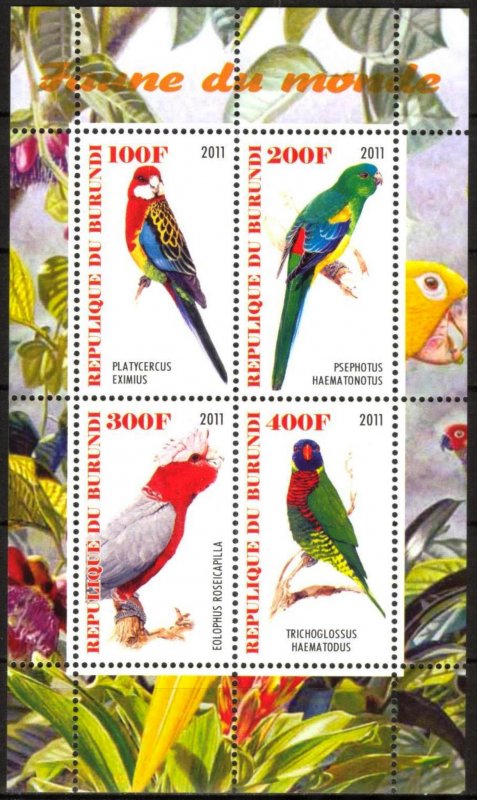 Burundi 2011 Birds (10) Parrots MNH Cinderella !