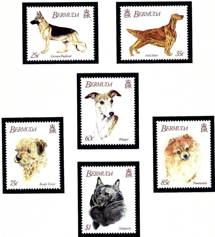 Bermuda 638-43 MNH 1992 Dogs    (ap1883)