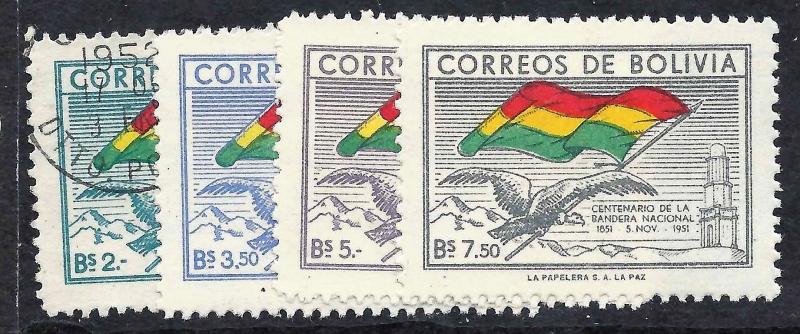 BOLIVIA 1951 Scott 359-62 - 359 used 360-62 unused scv $2.05 Less 40%=$1.20 BIN
