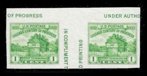 Sc 766a   1¢ Fort Dearborn Vertical Gutter Pair  (1935) - NGAI NH