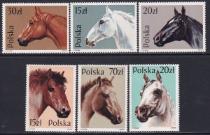 Poland 1989 Sc 2894-9 Horses Stamp MNH