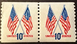 US 1519 50 star & 13 star flags coil pair 1973 Mint NH