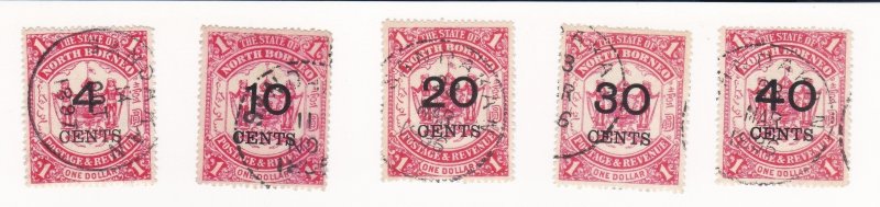 1895 North Borneo (Surcharged) - Complete set (USED)