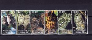 Djibouti 2004 OWLS-BIRDS Set  (6)  Perforated   MNH