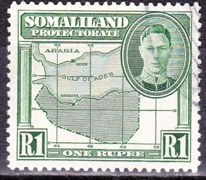 SOMALILAND PROTECTORATE 1942 KGVI 1R Green SG113 FU