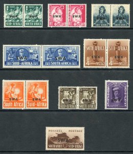 South West Africa SG114/22 1941-43 KGVI P Set of 8 with Opt U/M 