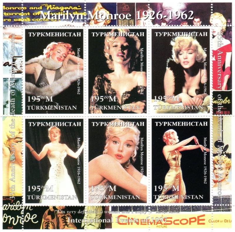 Turkmenistan 1997 Marilyn Monroe-Cinema Sheet Perforated mnh.vf