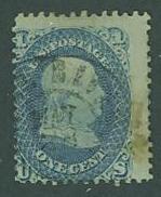 USA SC#63a Franklin, 1c, ultramarine, used