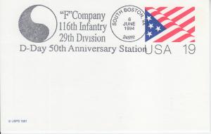 1994 50th Anniv End WWII D-Day Flag PC South Boston MA