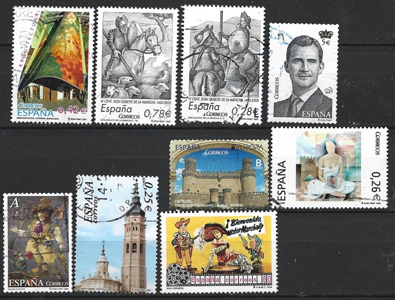 COLLECTION LOT 8278 SPAIN 9 STAMPS 2003+ CV+$12.50