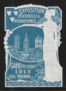 1913 Universal Exposition, Gand, Belgium, Blue Embossed Poster Stamp