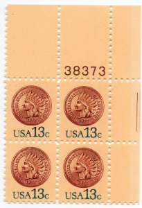 Scott #1734 Indian Head Penny Plate Block of 4 Stamps - MNH