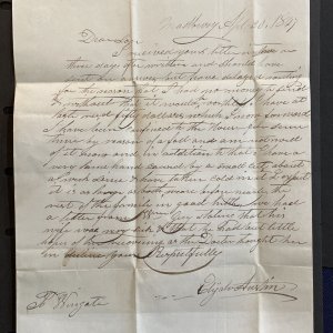 Dover, NH 1847 Stampless Folded Letter SFL to Wingate Hayes Providence, RI
