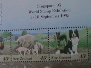 ​NEW ZEALAND- SC#1302b SINGAPORE'95 STAMPS SHOW-LOVELY ANIMALS MNH-S/S VF