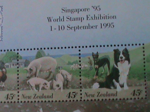 ​NEW ZEALAND- SC#1302b SINGAPORE'95 STAMPS SHOW-LOVELY ANIMALS MNH-S/S VF