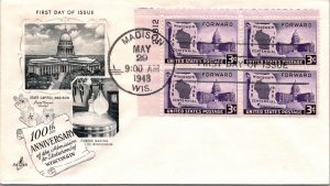 FDC 1948 SC #957 - Art Craft Cachet - Madison, Wis - Sheet of 4 - F62908