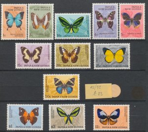 1966 PAPUA NEW GUINEA - Elizabeth, Butterflies, Yvert and Tellier # 83/93 - 12 M
