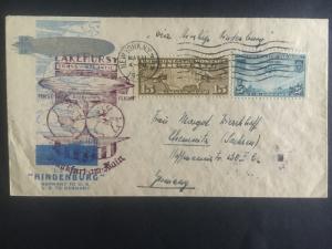 1936 New York USA Hindenburg Zeppelin FFC cover LZ 129 to Chemnitz Germany