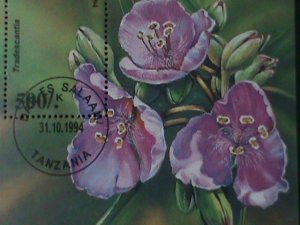 TANZANIA-1995-SC#1310 LOVELY TRADESCANTIA FLOWERS-CTO  S/S-VF LAST ONE