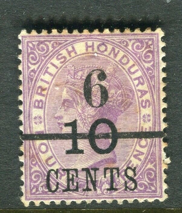 BRITISH HONDURAS; 1891 surcharged QV issue Mint hinged Shade of 6/10 CENTS 