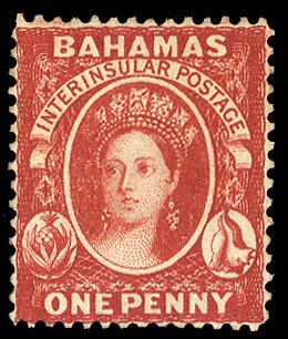 Bahamas #20 Cat$575, 1882 1p scarlet vermilion, lightly hinged, beautiful col...