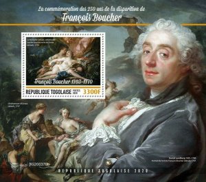 Togo Art Stamps 2020 MNH Francois Boucher Nudes Nude Paintings 1v S/S