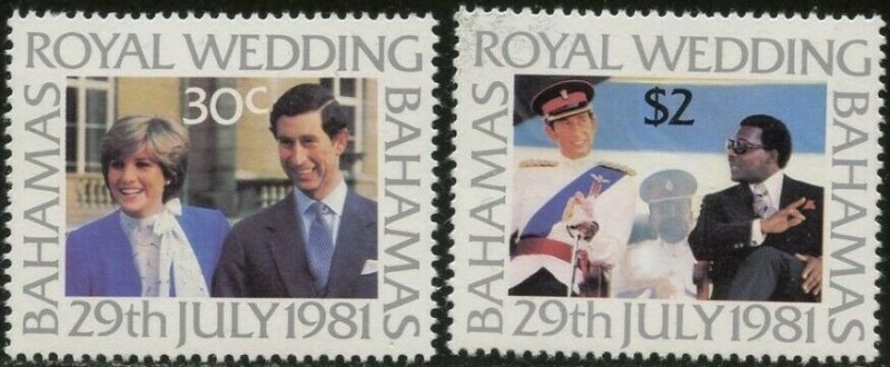 BAHAMAS Sc#490-491a 1981 Royal Wedding Complete Set & S/S OG Mint NH