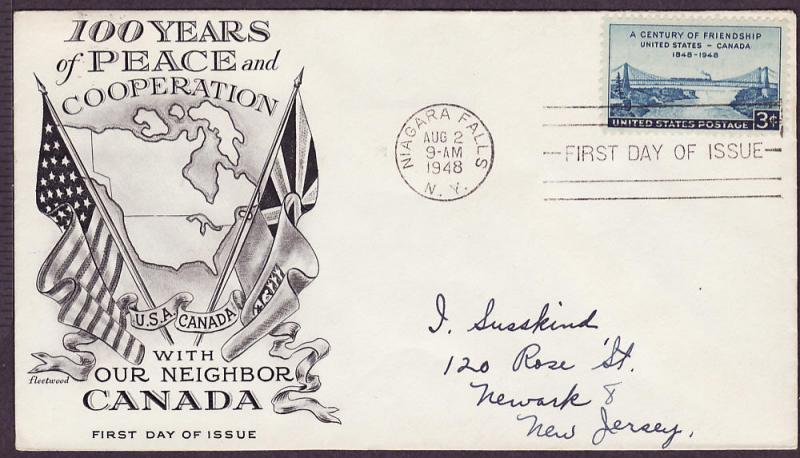 961 U.S. - Canada Friendship Fleetwood FDC