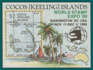 Cocos 1989 Stamp Expo MS, MNH