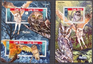 Guinea Bissau 2015 Birds Owls sheet + S/S MNH