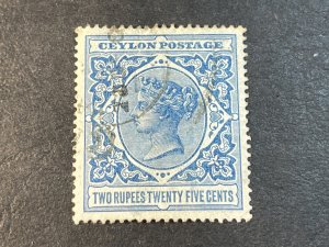 CEYLON # 163-USED----SINGLE----DULL BLUE----1900