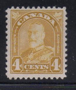 Canada Sc 168 1930 4c yellow bistre G V arch issue stamp mint