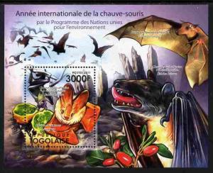 Togo 2011 International Year of Bats perf s/sheet unmount...