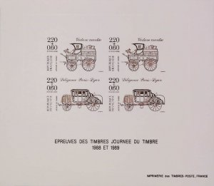 1988-1989 France Stamp Day First Automobiles Stagecoach Luxury Proof X847-