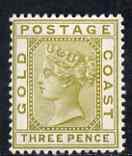 Gold Coast 1884-91 QV 3d olive-yellow fine mounted mint SG15