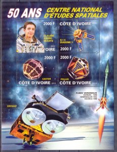 Ivory Coast 2012 Space Satellites Sheet MNH