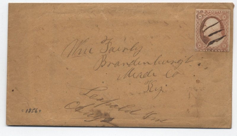 1855 Leopold IN manuscript postmark #11 cover with letter [h.4456]