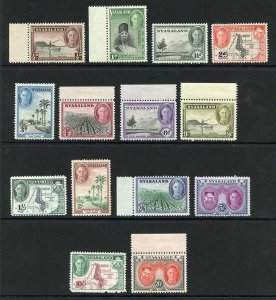 Nyasaland SG144/57 1945 set of 14 M/M (20/- U/M) Cat 85 pounds 