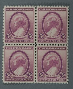 United States #784 MNH XF Block of 4 Susan B Anthony