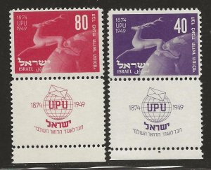 ISRAEL SC# 31-32  W/TAB  FVF/MNH