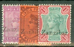 IZ: Zanzibar 3-11, 13 most mint (7 used) CV $155; scan shows only a few