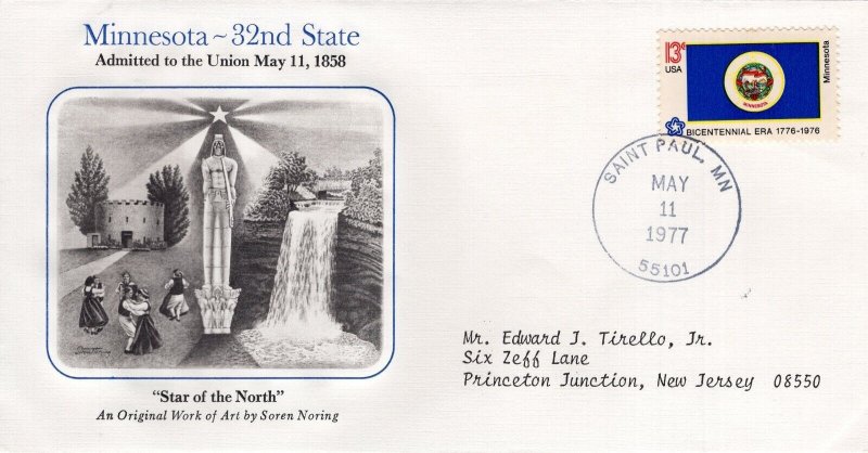 MINNESOTA 32ND STATE ADMITTED TO THE UNION,  ST PAUL, MN  1977  FDC17299