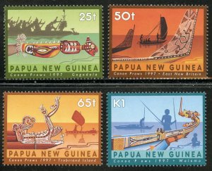 Papua New Guinea Scott 912-15 MNHOG - 1997 Canoe Prows Set - SCV $1.90